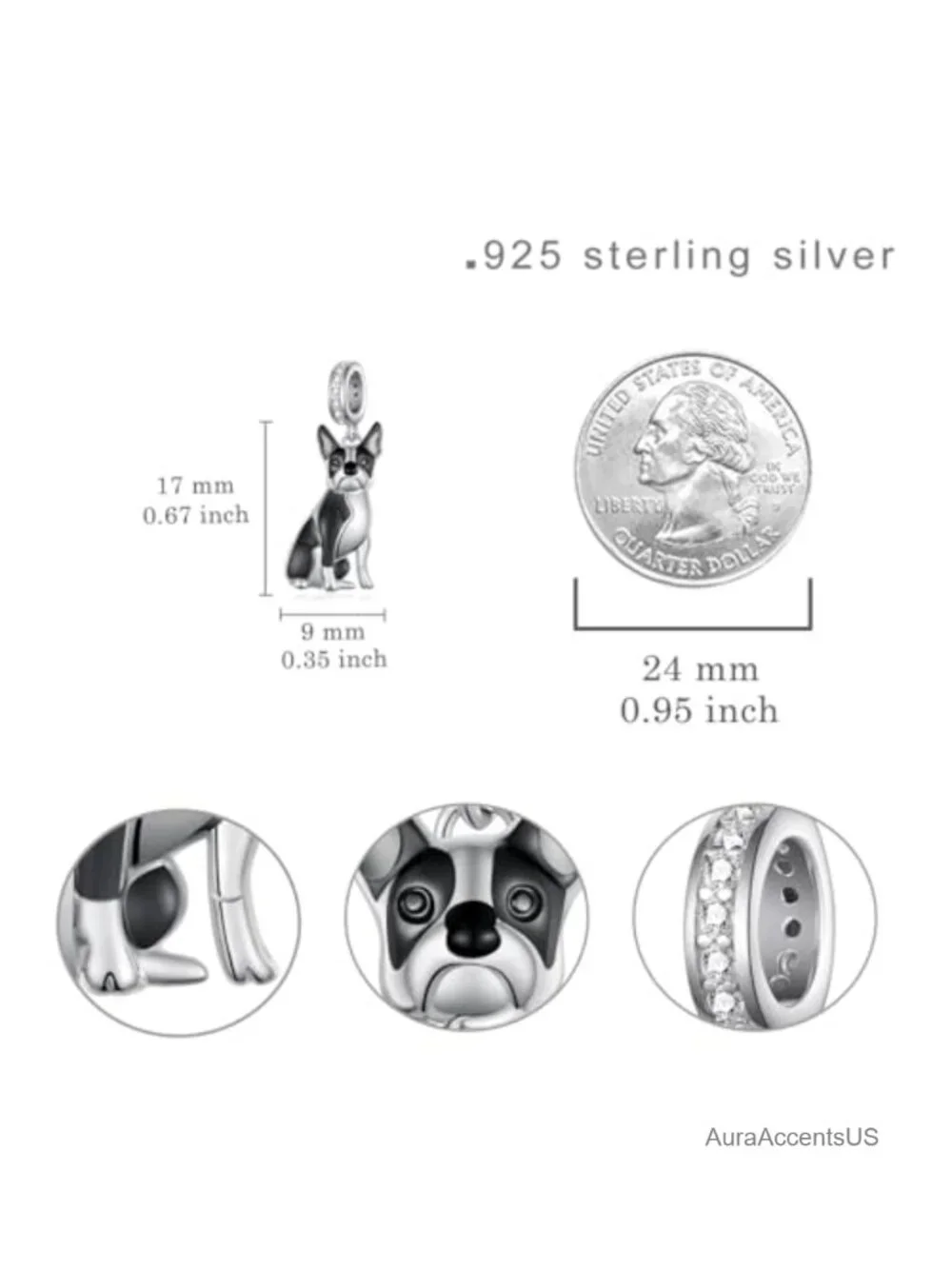 Bichon Frise/Schnauzer/Boston Terrier Dog Charms S925 Sterling Silver Charm for